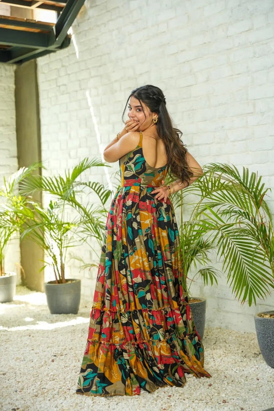 Rayon Printed Readymade Multi Color Indo Western Kurti