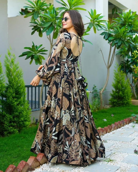 Rayon Printed Readymade Black Indo Western Kurti