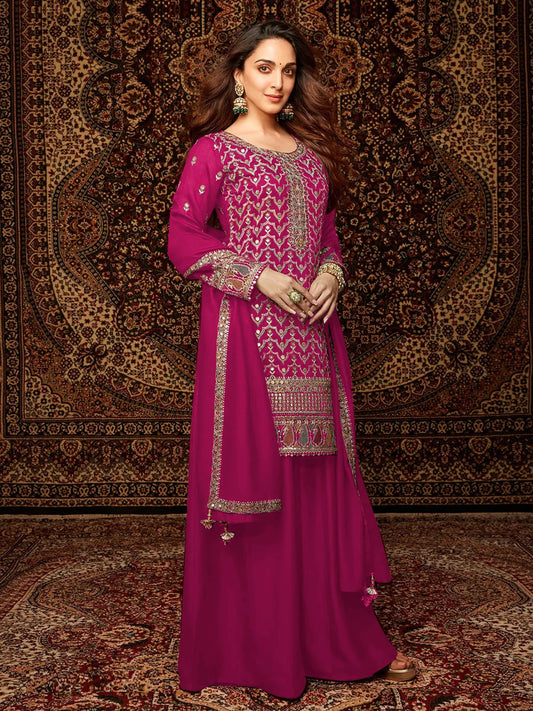 Chinon Embroidered Pink Palazzo Suit