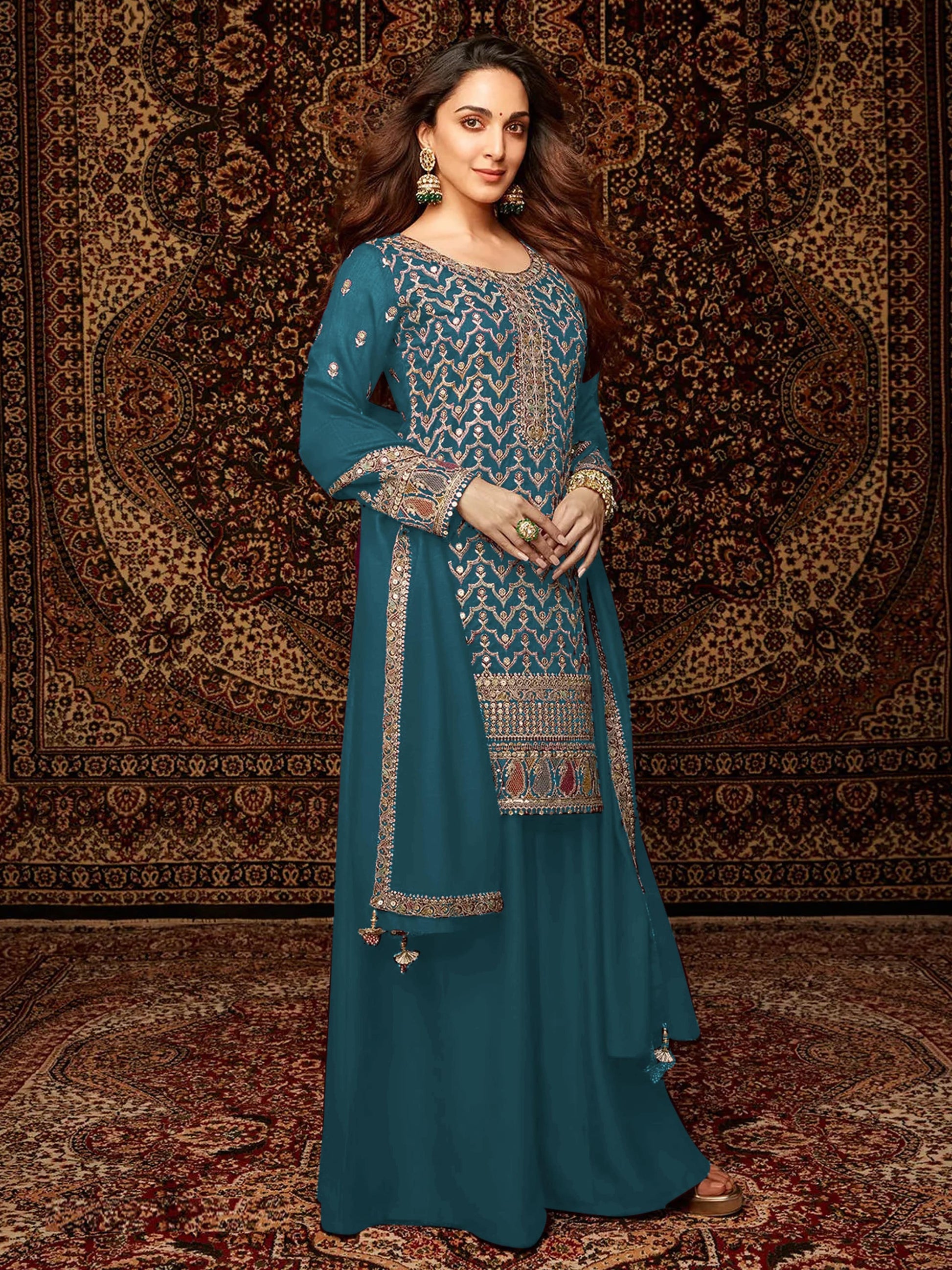 Rama Chinon Embroidered Palazzo Suit