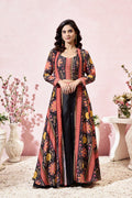 Black Digital Printed Crepe Readymade Indo Western Dress