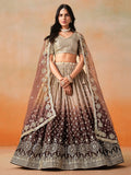 Brown Georgette Embroidered Zari Work Lehenga Choli