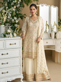 Georgette Embroidered Palazzo Suit in White