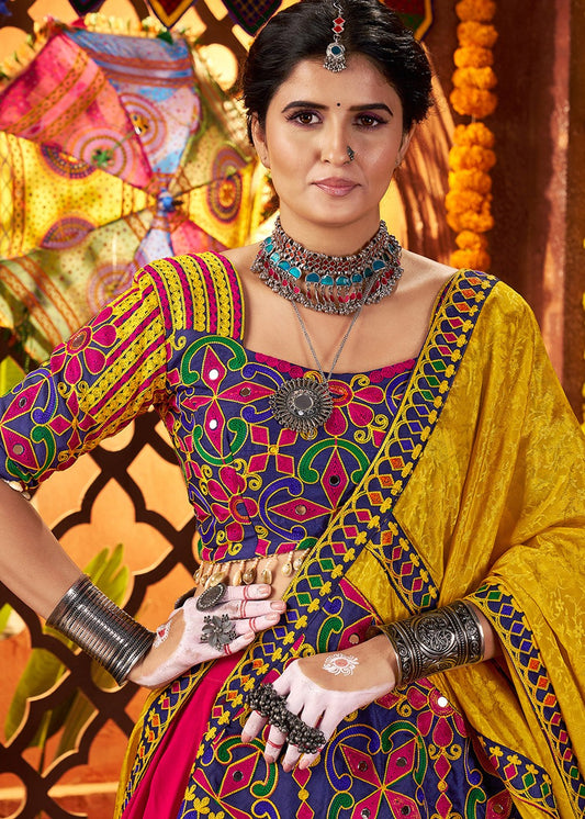 Multicolor Viscose Embroidered Navratri Lehenga Choli