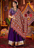 Purple Silk Embroidered Navratri Lehenga Choli 